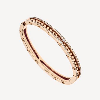 [Opulent Aurora]ZERO 1 SPIRAL AND PAVED DIAMOND PINK GOLD BRACELET