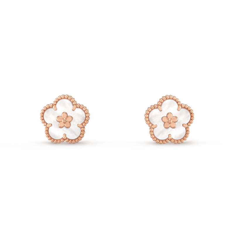 [Opulent Aurora]LUCKY PINK GOLD WHITE MOP EARRINGS