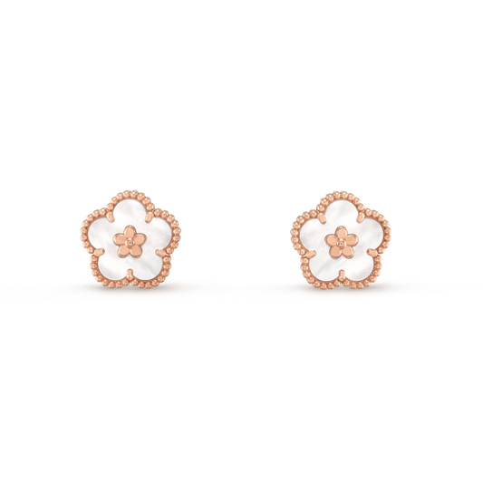 [Opulent Aurora]LUCKY PINK GOLD WHITE MOP EARRINGS