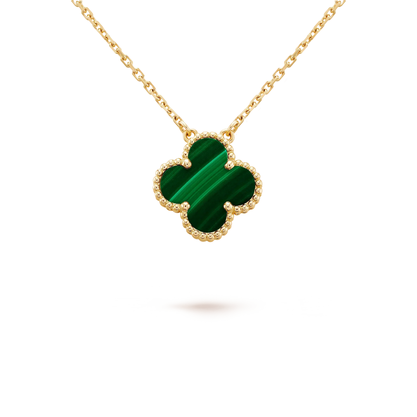 [Opulent Aurora]CLOVER 15MM MALACHITE SINGLE FLOWER  NECKLACE