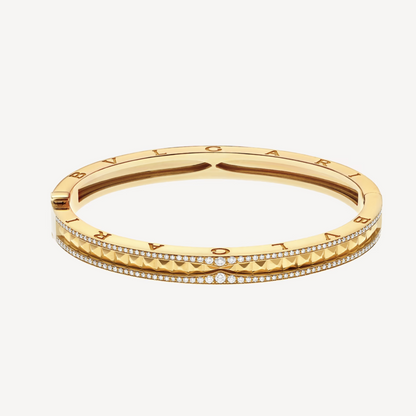 [Opulent Aurora]ZERO 1 SPIRAL AND PAVED DIAMOND GOLD BRACELET