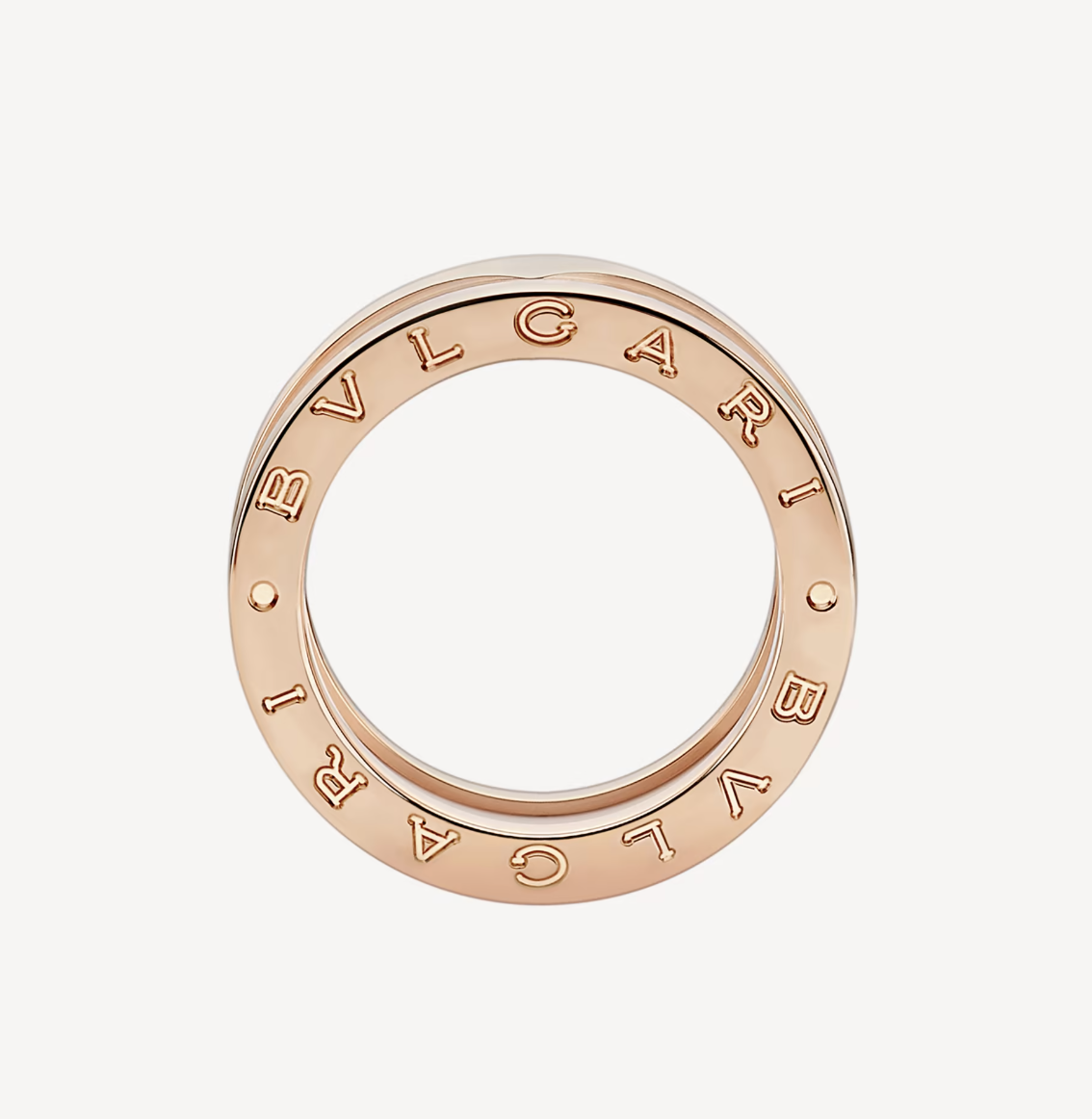 [Opulent Aurora]ZERO 1 TWO-BAND LOOPS AND WHITE CERAMIC SPIRAL PINK GOLD RING