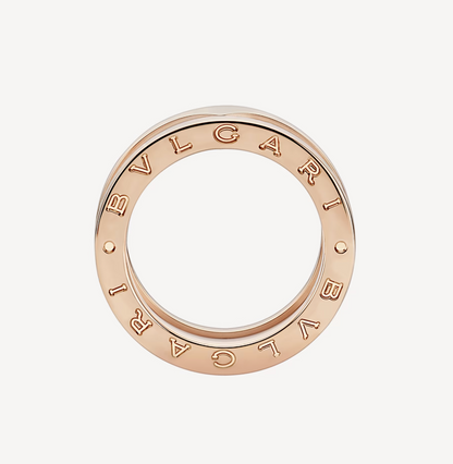 [Opulent Aurora]ZERO 1 TWO-BAND LOOPS AND WHITE CERAMIC SPIRAL PINK GOLD RING