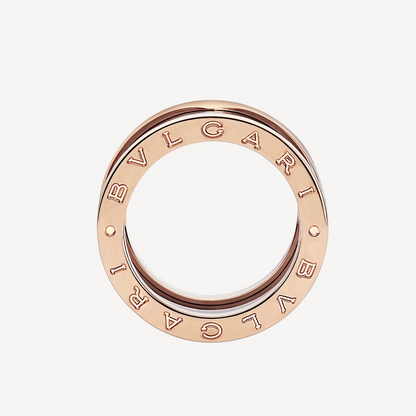 [Opulent Aurora]ZERO 1 FOUR-BAND LOOPS AND BLACK CERAMIC SPIRAL PINK GOLD RING