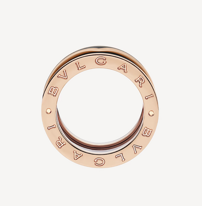 [Opulent Aurora]ZERO 1 TWO-BAND WITH MATTE BLACK CERAMIC PINK GOLD RING