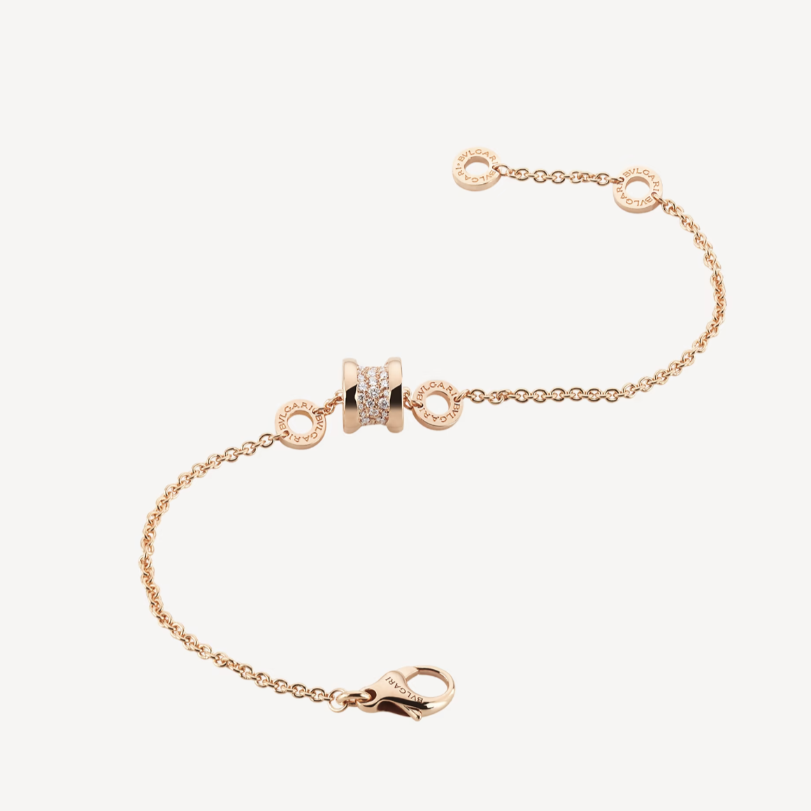 [Opulent Aurora]ZERO 1 SOFT PINK GOLD WITH PAVED DIAMONDS ON THE SPIRAL BRACELET