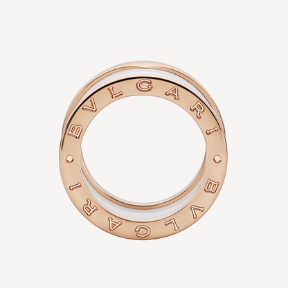 [Opulent Aurora]ZERO 1 FOUR-BAND LOOPS AND WHITE CERAMIC SPIRAL PINK GOLD RING