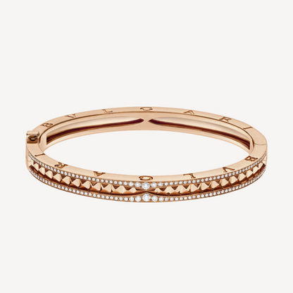 [Opulent Aurora]ZERO 1 SPIRAL AND PAVED DIAMOND PINK GOLD BRACELET