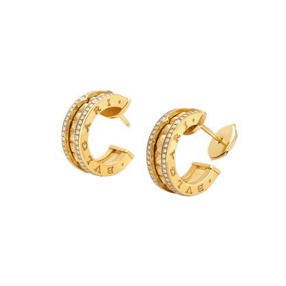 [Opulent Aurora]ZERO 1 ROCK GOLD EARRINGS WITH STUDDED SPIRAL AND PAVED DIAMONDS