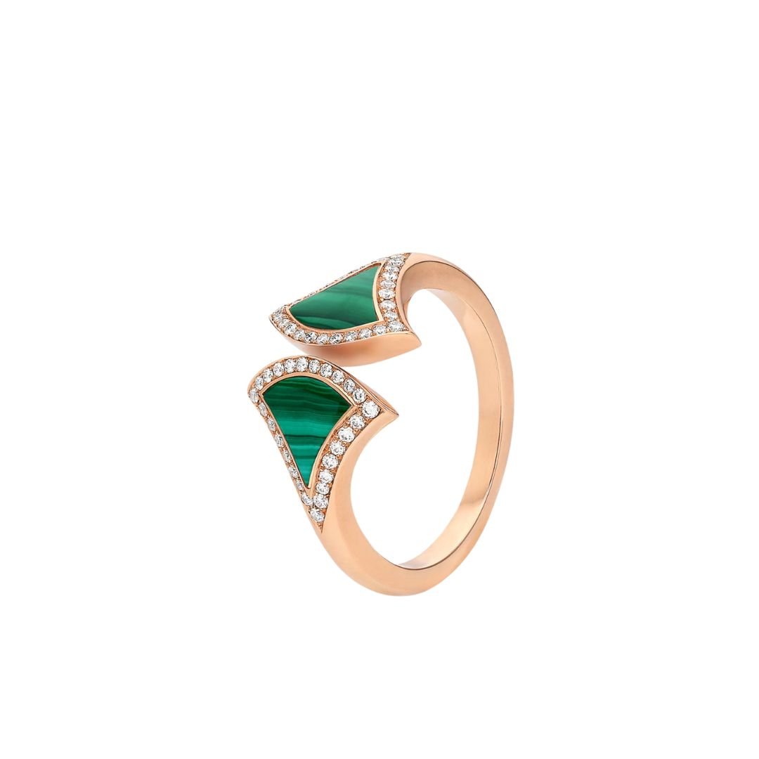 [Opulent Aurora]DREAM MALACHITE DIAMOND OPEN RING