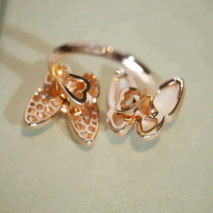 [Opulent Aurora]TWIN BUTTERFLY DIAMOND MOP RING