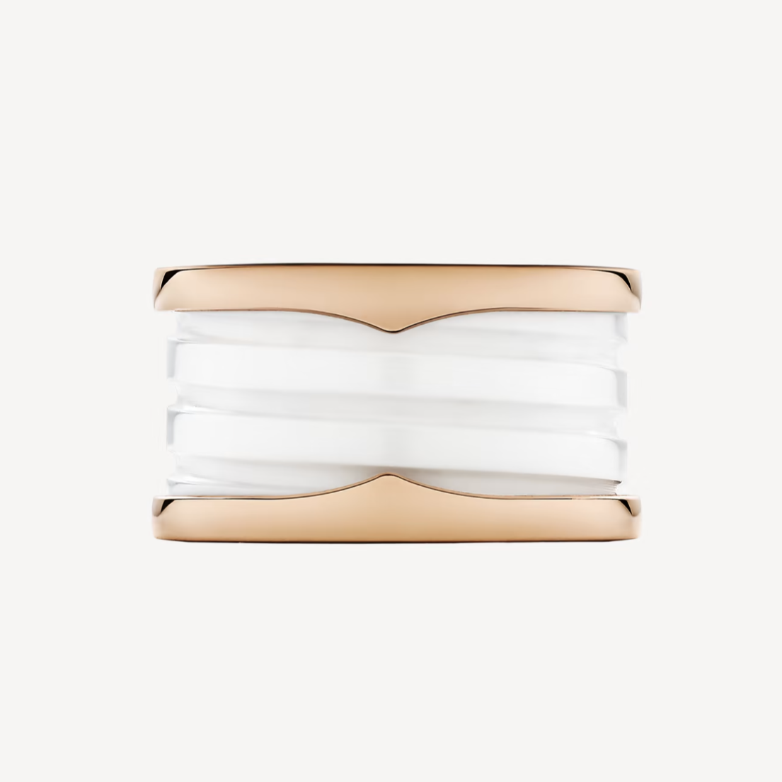 [Opulent Aurora]ZERO 1 FOUR-BAND LOOPS AND WHITE CERAMIC SPIRAL PINK GOLD RING