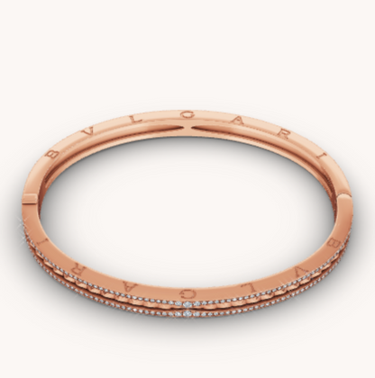 [Opulent Aurora]ZERO 1 SPIRAL AND PAVED DIAMOND PINK GOLD BRACELET