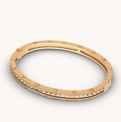 [Opulent Aurora]ZERO 1 SPIRAL AND PAVED DIAMOND GOLD BRACELET