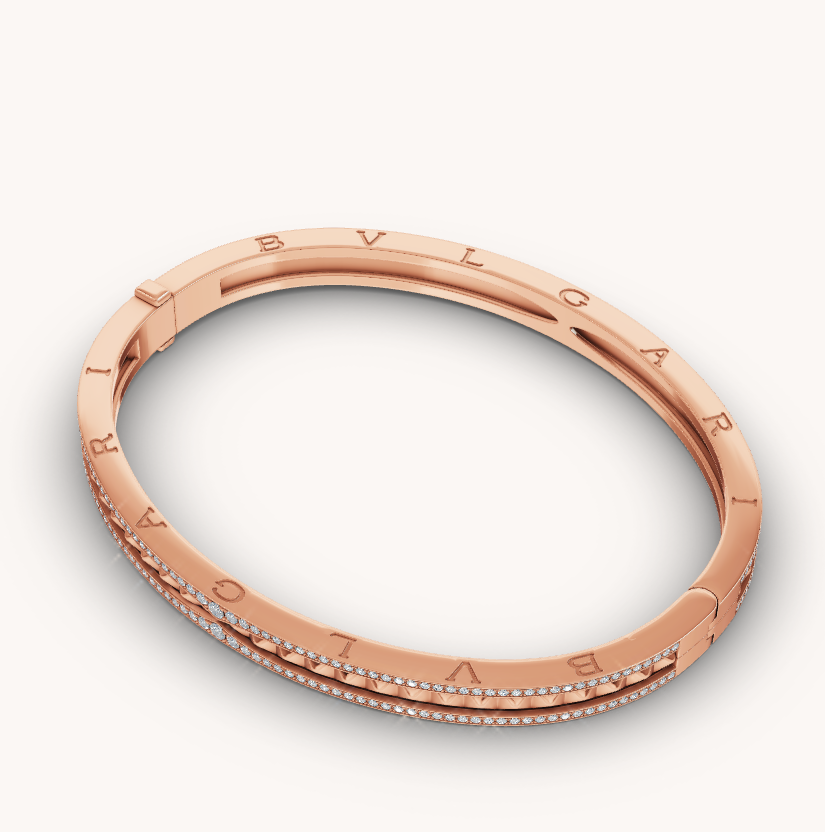 [Opulent Aurora]ZERO 1 SPIRAL AND PAVED DIAMOND PINK GOLD BRACELET