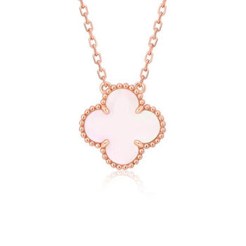 [Opulent Aurora]CLOVER 15MM PINK MOTHER-OF-PEARL SINGLE FLOWER NECKLACE