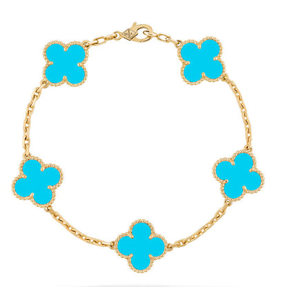 [Opulent Aurora]CLOVER 5 MOTIFS TURQUOISE BRACELET