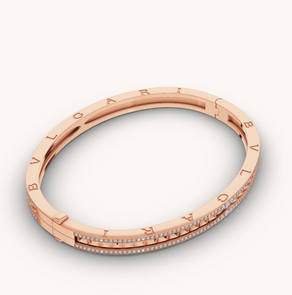 [Opulent Aurora]ZERO 1 SPIRAL AND PAVED DIAMOND PINK GOLD BRACELET