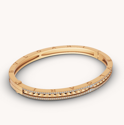 [Opulent Aurora]ZERO 1 SPIRAL AND PAVED DIAMOND GOLD BRACELET