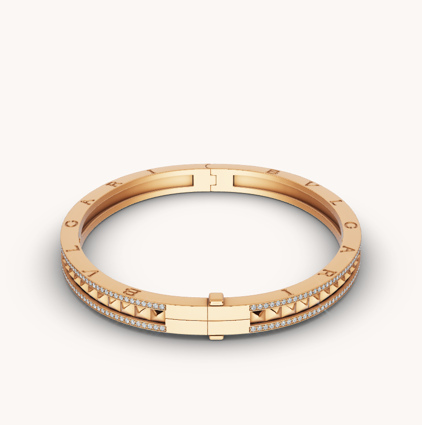 [Opulent Aurora]ZERO 1 SPIRAL AND PAVED DIAMOND GOLD BRACELET