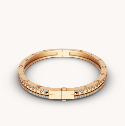 [Opulent Aurora]ZERO 1 SPIRAL AND PAVED DIAMOND GOLD BRACELET