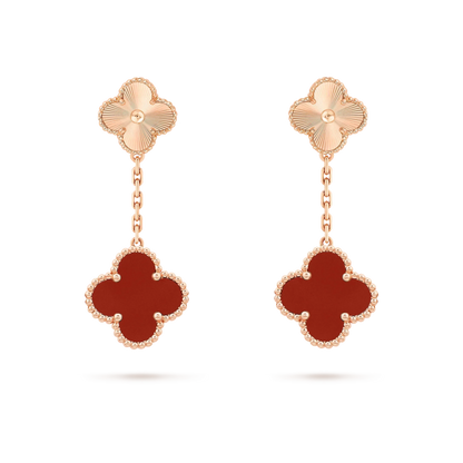 [Opulent Aurora]CLOVER 2 MOTIF  LASER CARNELIAN EARRINGS