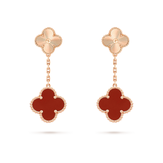 [Opulent Aurora]CLOVER 2 MOTIF  LASER CARNELIAN EARRINGS