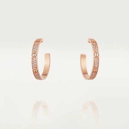 [Opulent Aurora]LOVE DIAMOND PINK GOLD HOOP EARRINGS