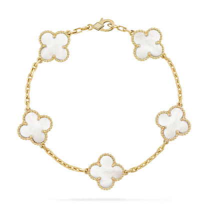 [Opulent Aurora]CLOVER  5 MOTIF WHITE MOP BRACELET