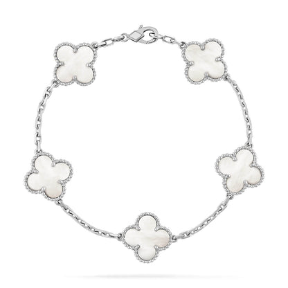 [Opulent Aurora]CLOVER SILVER MOP 5 MOTIF BRACELET