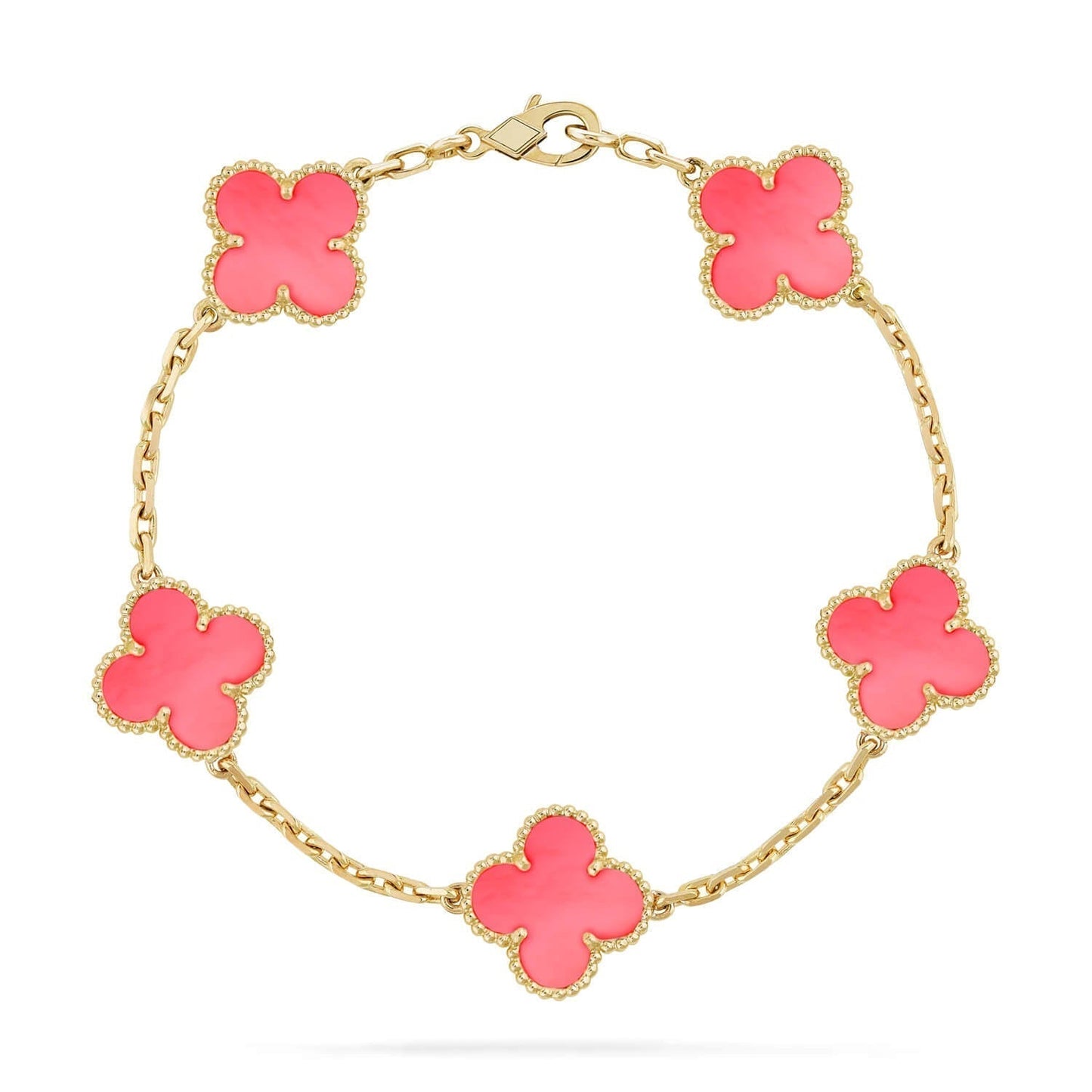 [Opulent Aurora]CLOVER 5 PINK MOP BRACELET