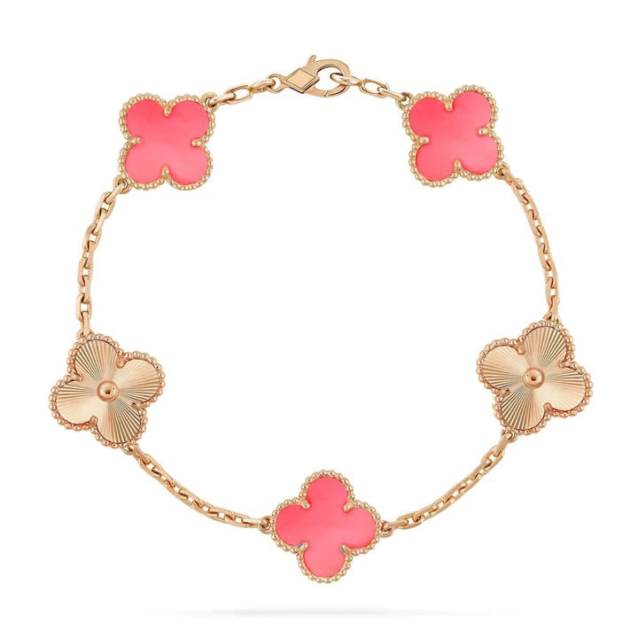 [Opulent Aurora]CLOVER BRACELET 5 MOTIF PINK AND PINK GOLD