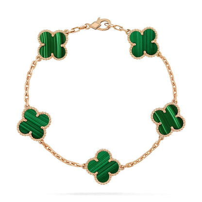 [Opulent Aurora]CLOVER 5 MOTIFS MALACHITE BRACELET