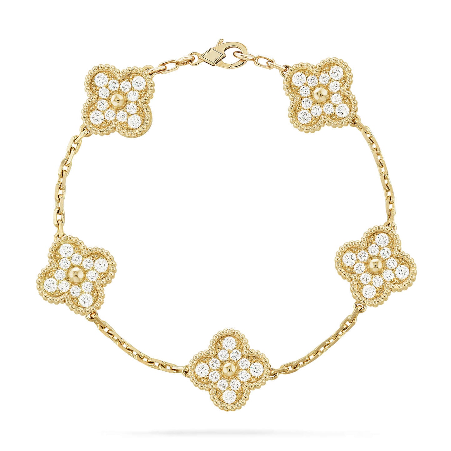 [Opulent Aurora]CLOVER 5 MOTIFS  FULL DIAMOND BRACELET