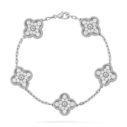 [Opulent Aurora]CLOVER 5 MOTIFS  DIAMOND BRACELET SILVER