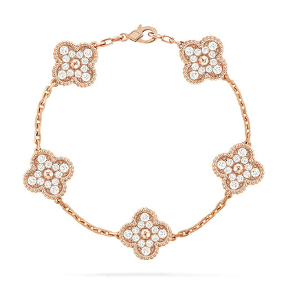 [Opulent Aurora]CLOVER 5 MOTIFS  FULL DIAMOND BRACELET