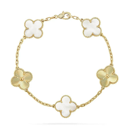 [Opulent Aurora]CLOVER BRACELET 5 MOTIF WHITE MOP PINK GOLD