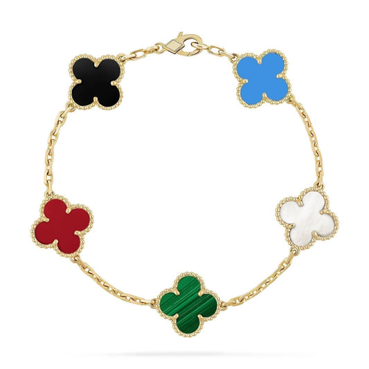 [Opulent Aurora]CLOVER 5 MOTIFS MULTICOLOR  BRACELET