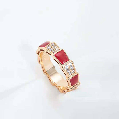 [Opulent Aurora]SERPENTI RING PINK GOLD CARNELIAN DIAMOND PAVED 4MM