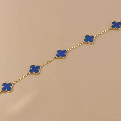 [Opulent Aurora]CLOVER 5 MOTIFS BLUE AGATE BRACELET