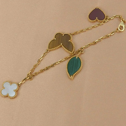 [Opulent Aurora]LUCKY SPRING 5 MOTIF GOLD BRACELET