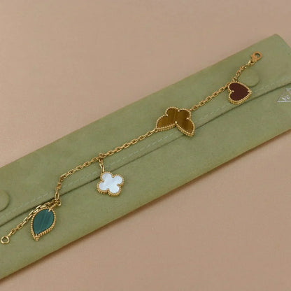 [Opulent Aurora]LUCKY SPRING 5 MOTIF GOLD BRACELET