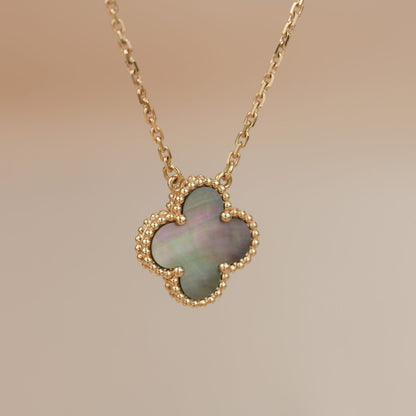 [Opulent Aurora]CLOVER 15MM  GRAY MOTHER OF PEARL NECKLACE