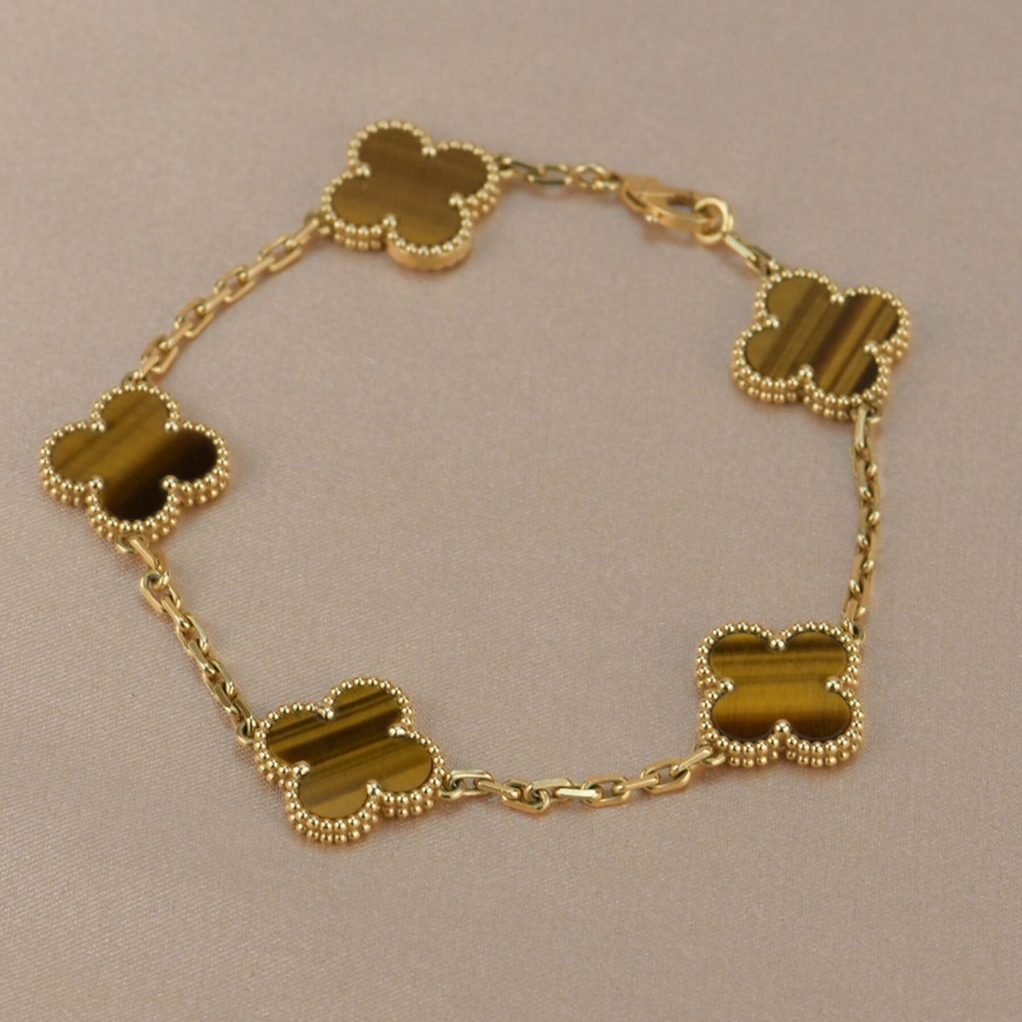 [Opulent Aurora]CLOVER  5 MOTIFS TIGER EYE BRACELET