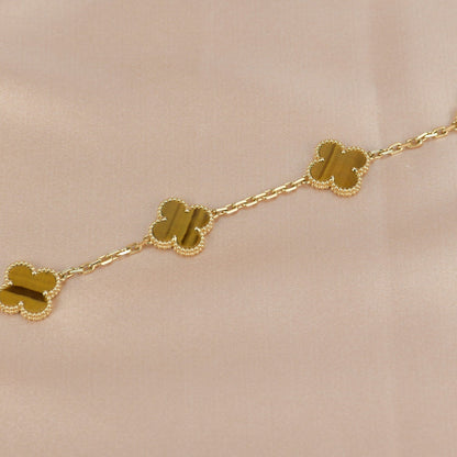 [Opulent Aurora]CLOVER  5 MOTIFS TIGER EYE BRACELET