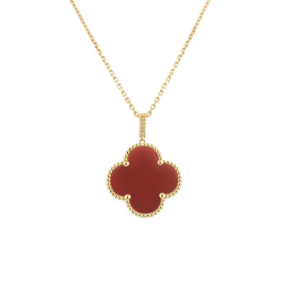 [Opulent Aurora]CLOVER 25MM NECKLACE GOLD CARNELIAN