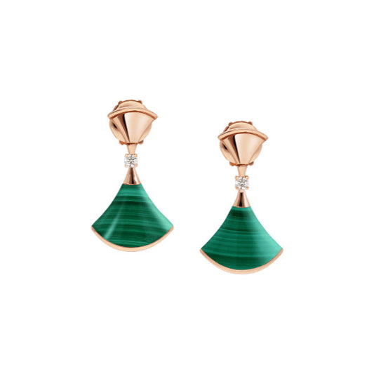 [Opulent Aurora]DREAM MALACHITE PINK GOLD EARRINGS