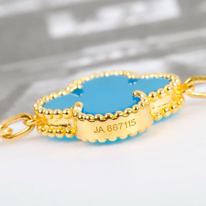 [Opulent Aurora]CLOVER 5 MOTIFS TURQUOISE BRACELET