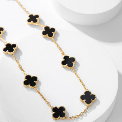 [Opulent Aurora]CLOVER 10 MOTIFS ONYX NECKLACE