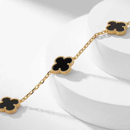 [Opulent Aurora]CLOVER 10 MOTIFS ONYX NECKLACE